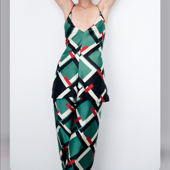 NWT ZARA GEOMETRIC PRINT PANTS - Picture 5 of 8